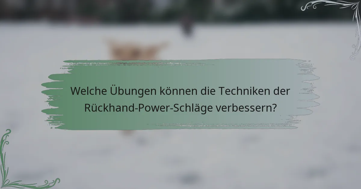Welche Übungen können die Techniken der Rückhand-Power-Schläge verbessern?